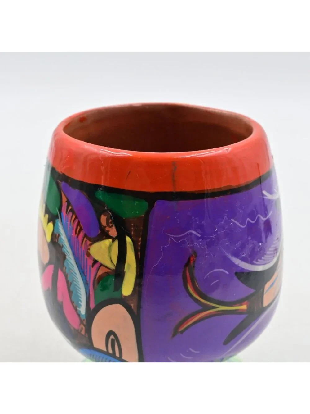 Terracotta Mexican Folk Art Pottery Planter/Vase 5